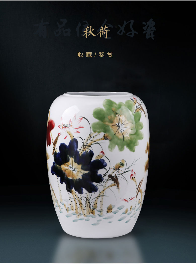 Jingdezhen ceramics vase large hand - made landing big cylinder straight bottle furnishing articles of Chinese style household ornaments