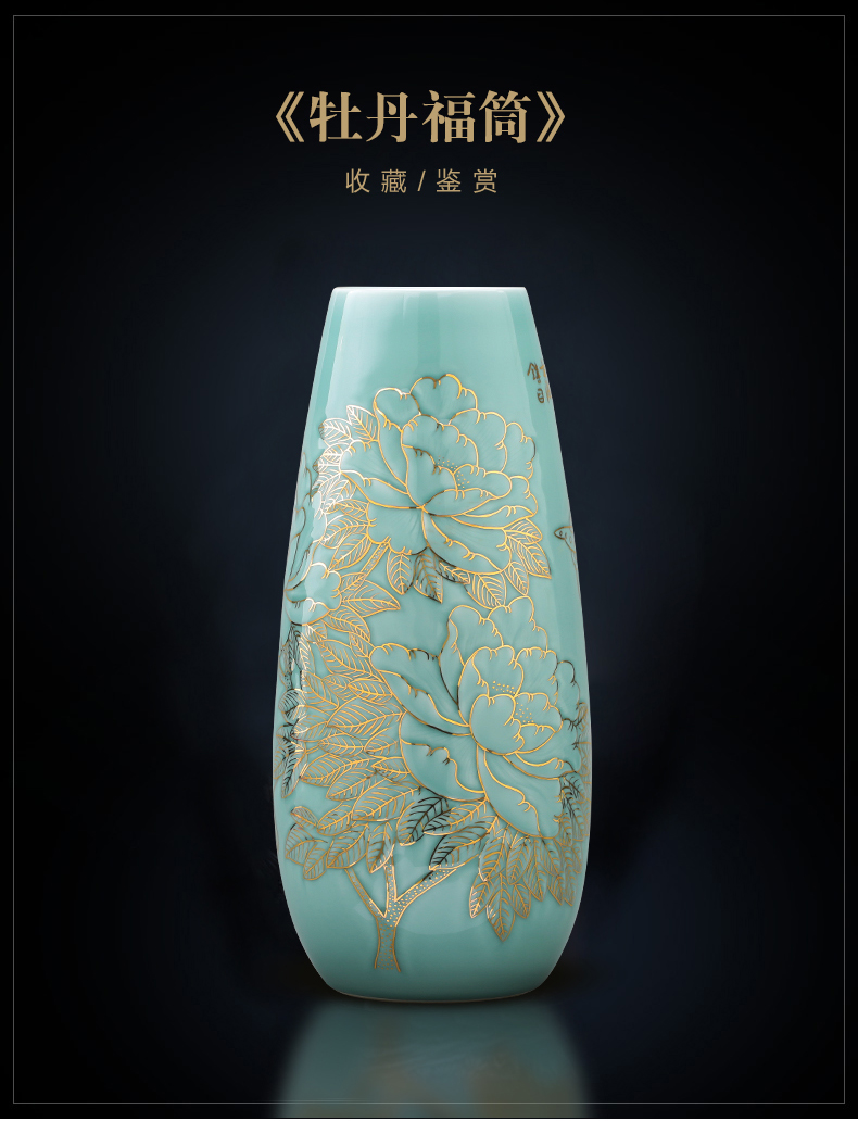 Master of jingdezhen ceramics hand - made the see colour blue glaze vase blooming flowers f tube TV ark adornment furnishing articles