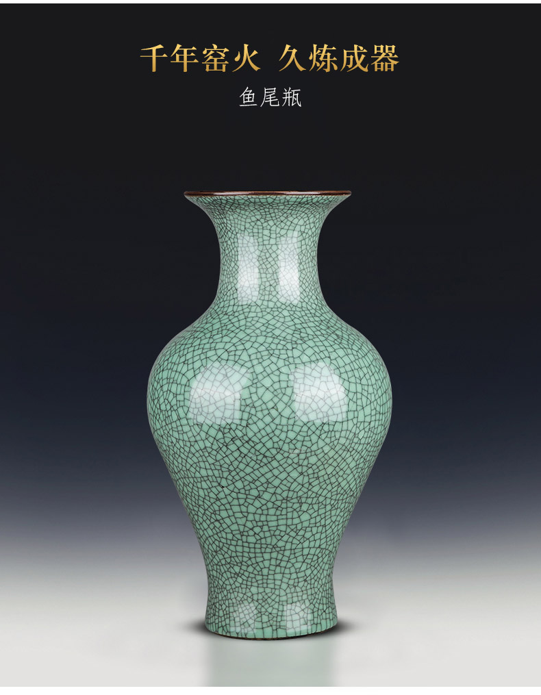 Jingdezhen ceramics archaize crack blue glaze on large vases, Chinese style restoring ancient ways home sitting room adornment is placed