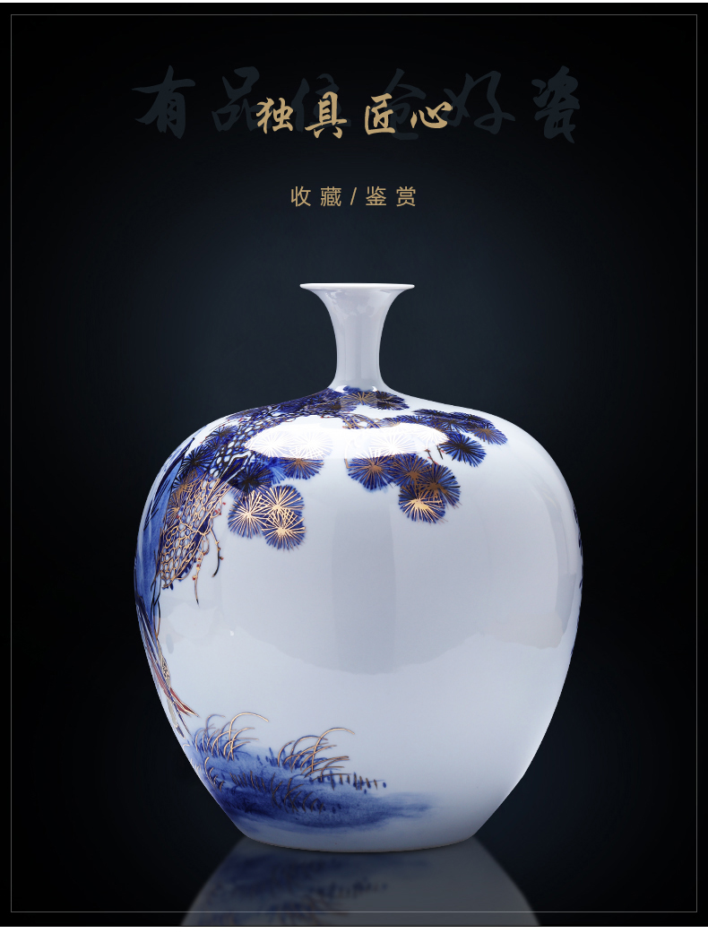 Jingdezhen ceramics hand - made paint pomegranates of blue and white porcelain bottle large vases, sitting room of Chinese style household decorations furnishing articles