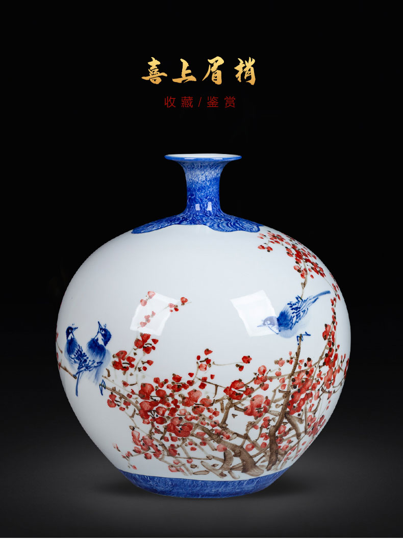 Jingdezhen ceramics hand - made large painting of flowers and pomegranate vase rich ancient frame sitting room adornment of Chinese style household furnishing articles