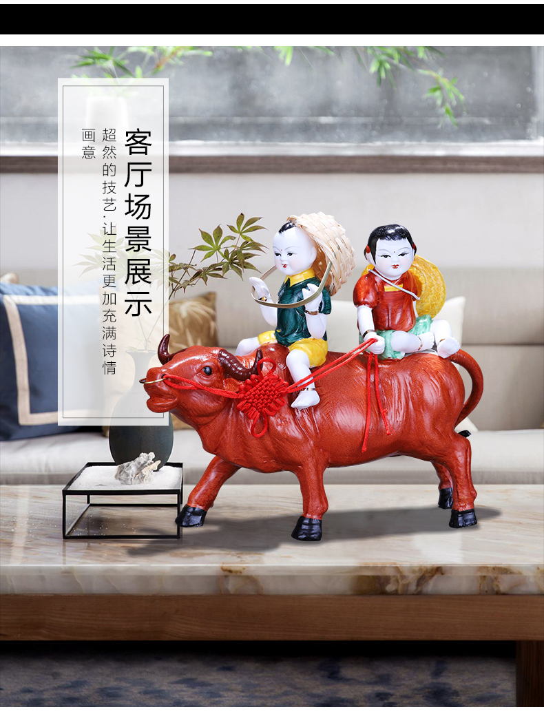 The sitting room porch lucky boy riding a cow and feng shui home decoration wine porch furniture furnishing articles ceramic arts and crafts