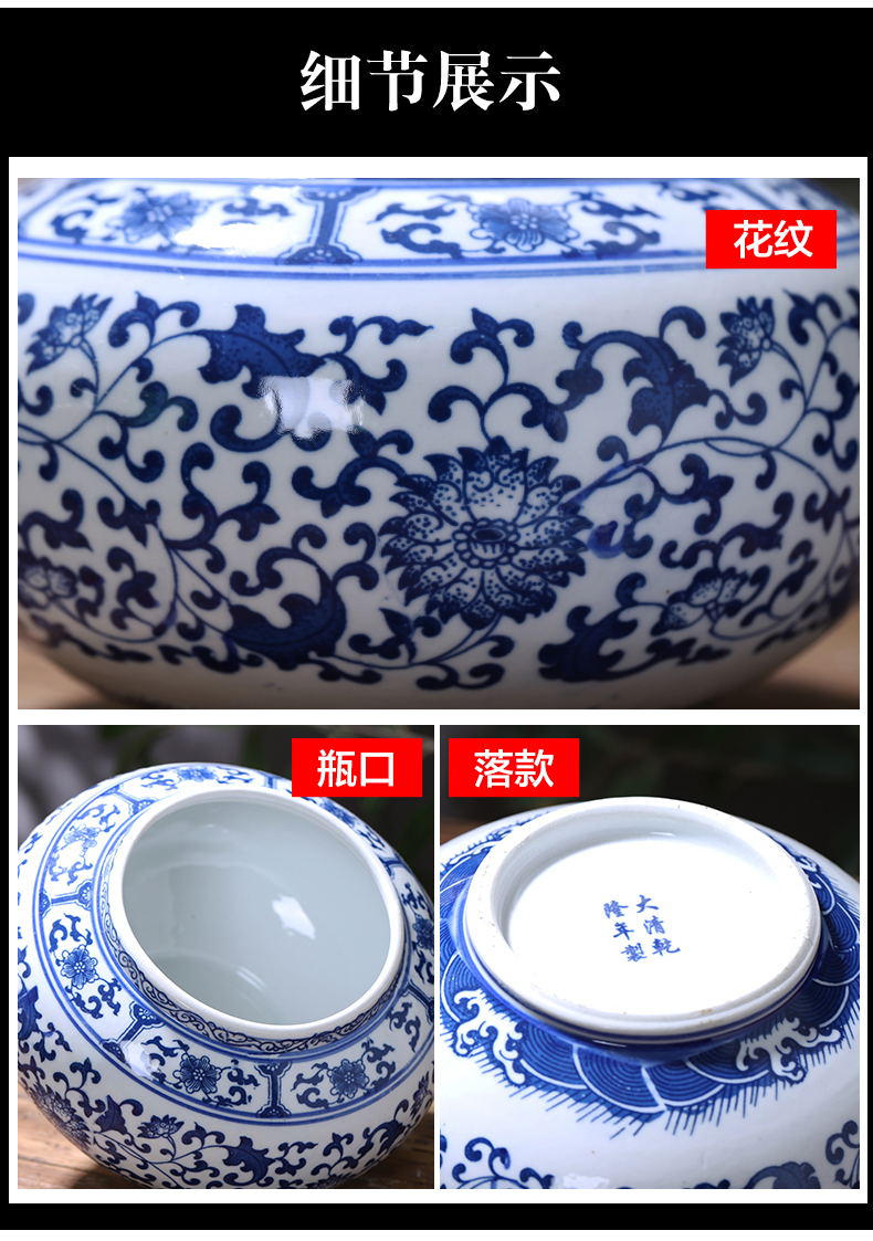 Son of jingdezhen ceramics POTS sealed storage tank with cover of blue and white porcelain tea pot of Chinese traditional medicine can household decorations