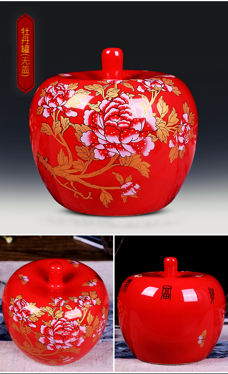 Jingdezhen ceramics vase furnishing articles China red apple with cover modern household adornment newly - I bridal chamber pot