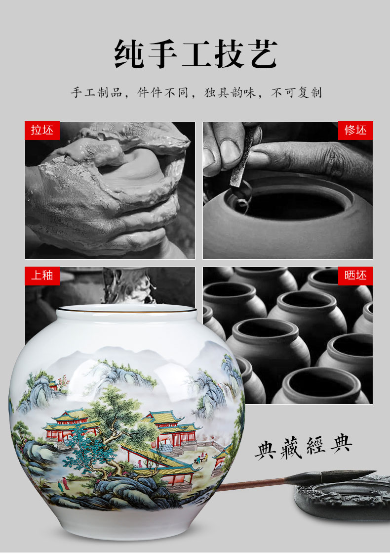 Jingdezhen ceramics vases newest autumn YunJing day big round pot Chinese style living room TV ark adornment furnishing articles