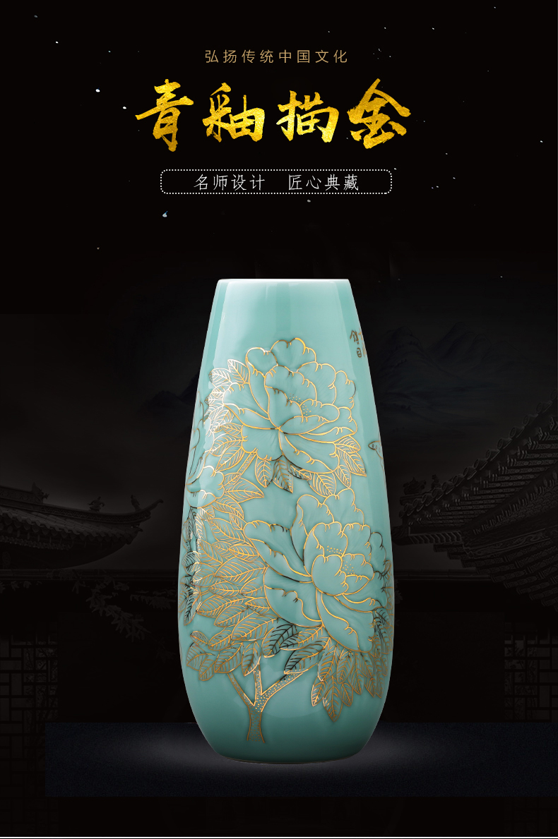 Master of jingdezhen ceramics hand - made the see colour blue glaze vase blooming flowers f tube TV ark adornment furnishing articles