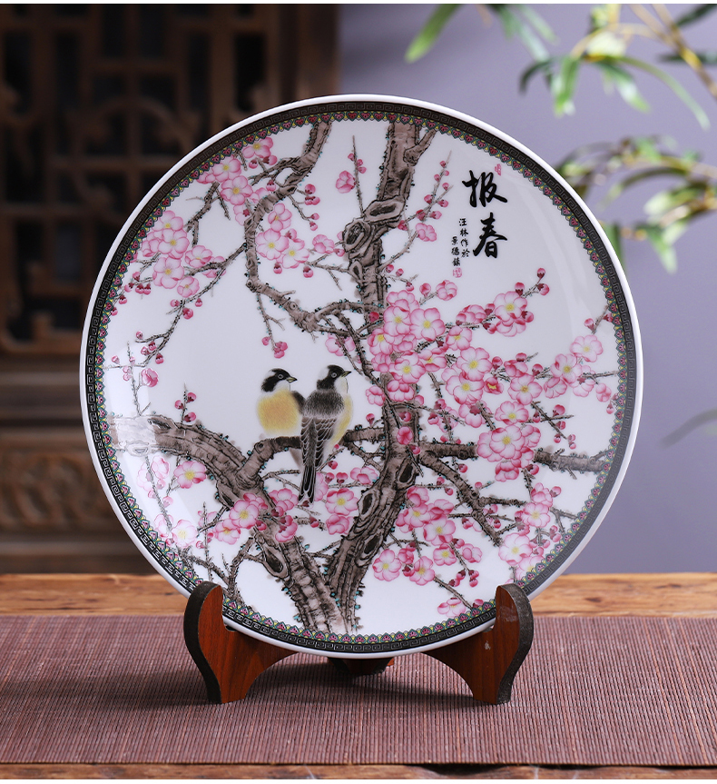 Jingdezhen ceramics hang dish furnishing articles rich ancient frame sitting room adornment handicraft decoration decoration plate I household