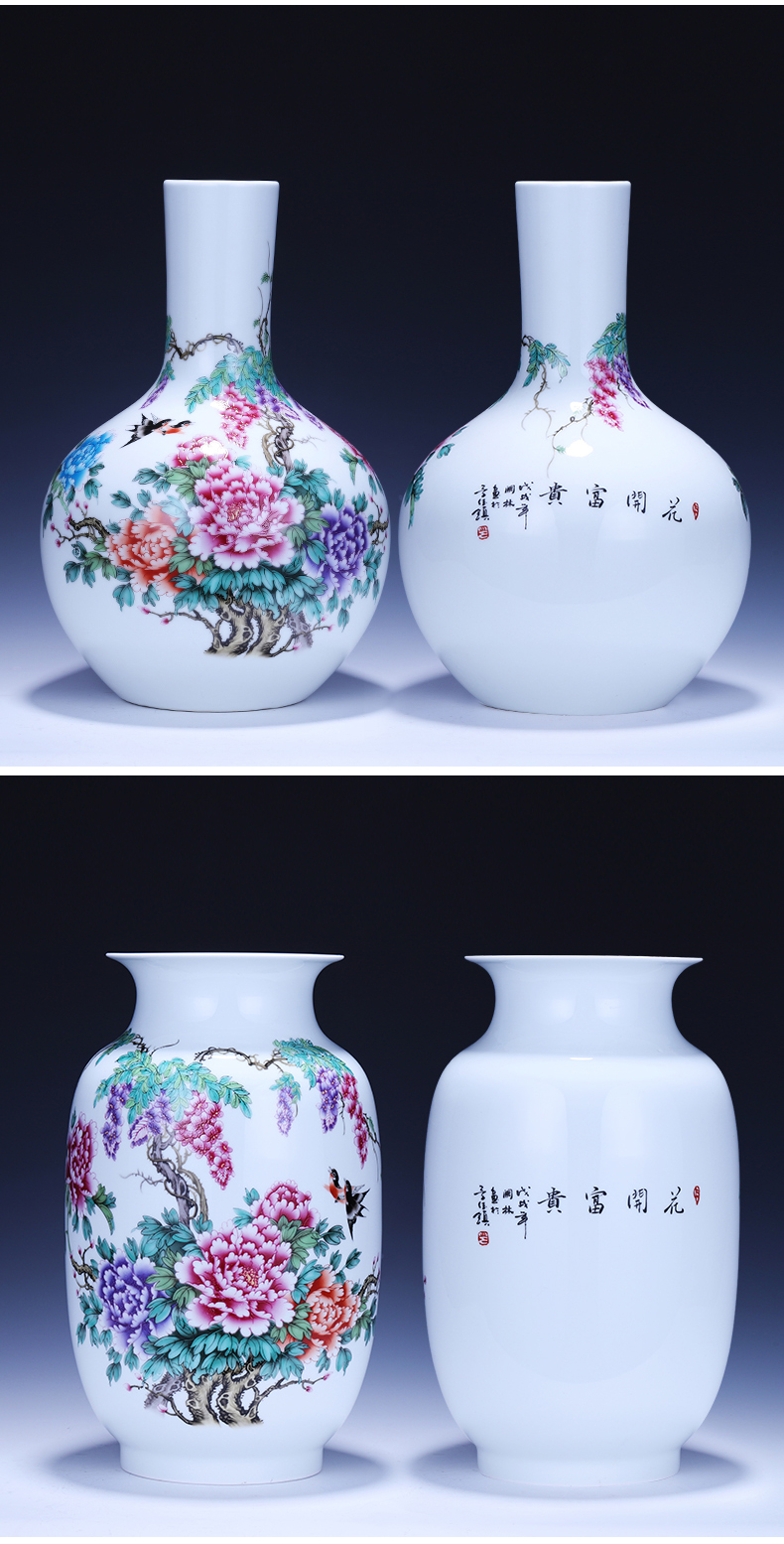 Jingdezhen ceramics powder enamel vase furnishing articles of modern Chinese style household flower arrangement sitting room TV ark, wine accessories