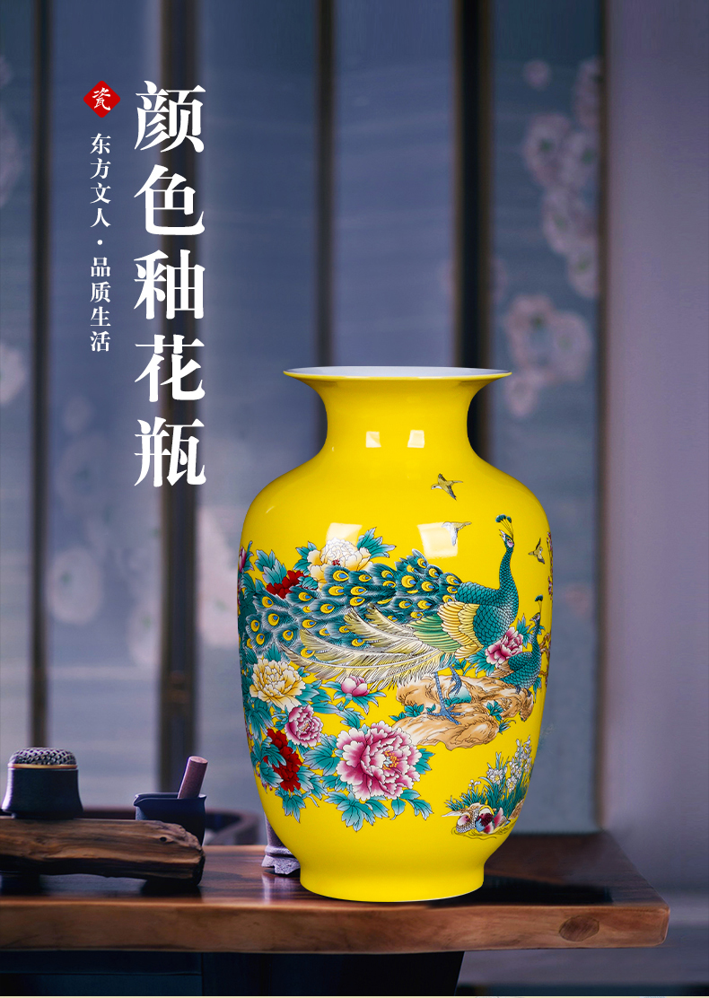 Jingdezhen ceramics glaze color insert small vase furnishing articles furnishing articles rich ancient frame the sitting room of Chinese style household decorations