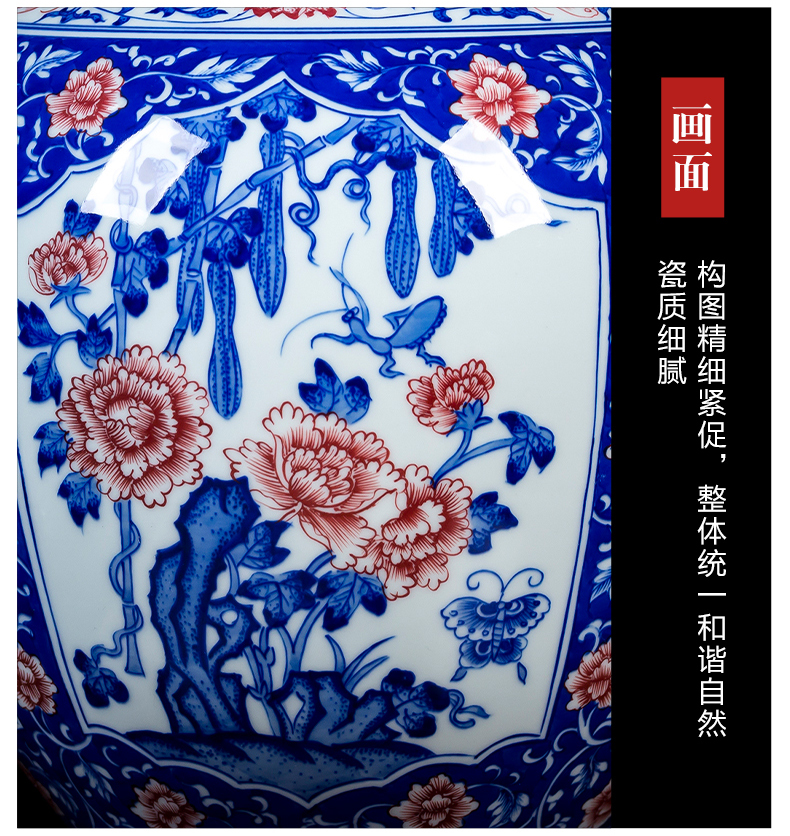 Jingdezhen ceramics hand - made porcelain of archaize of blue and white porcelain vase qianlong rich ancient frame TV ark, furnishing articles of handicraft