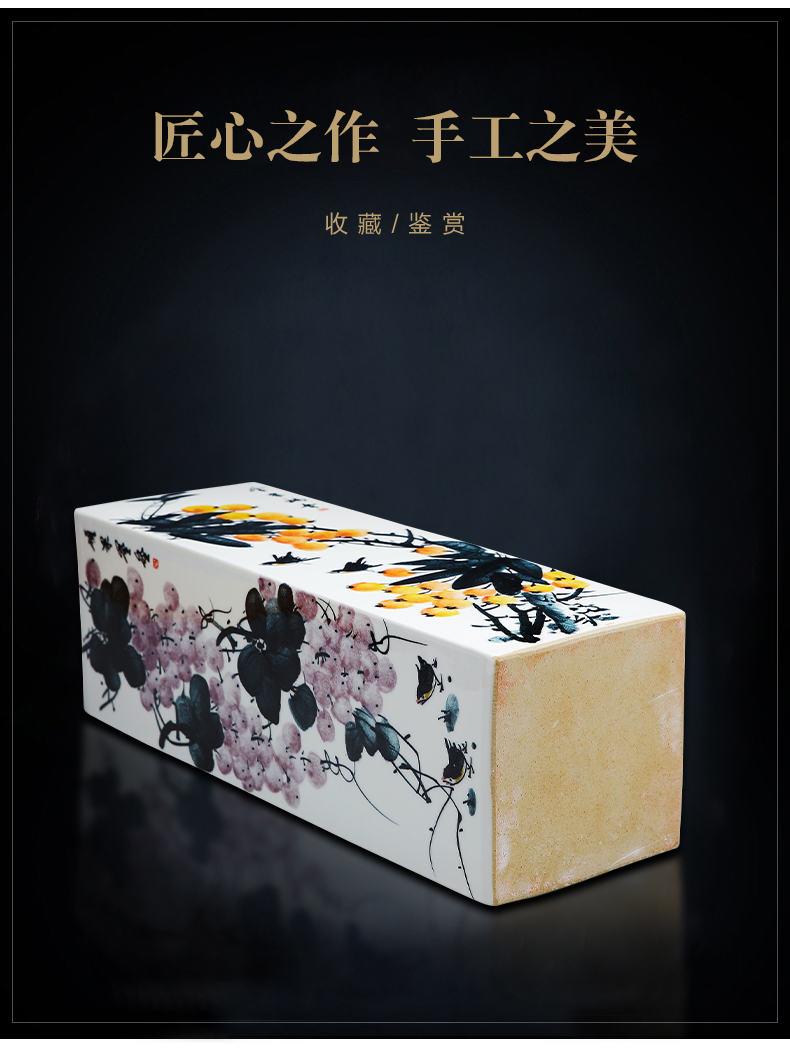 Jingdezhen ceramics hand - drawn square vase large sitting room flower arranging new Chinese style household adornment landing place