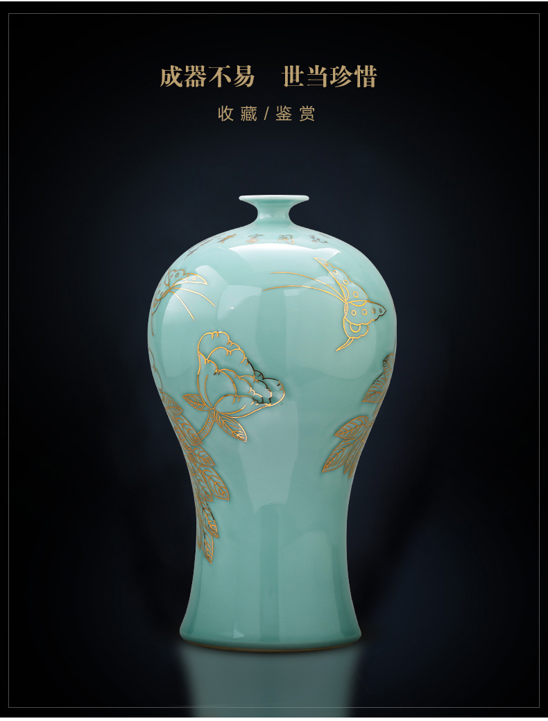 The Master of jingdezhen ceramic porcelain hand - made peony flowers prosperous vase mei bottles of home sitting room adornment is placed