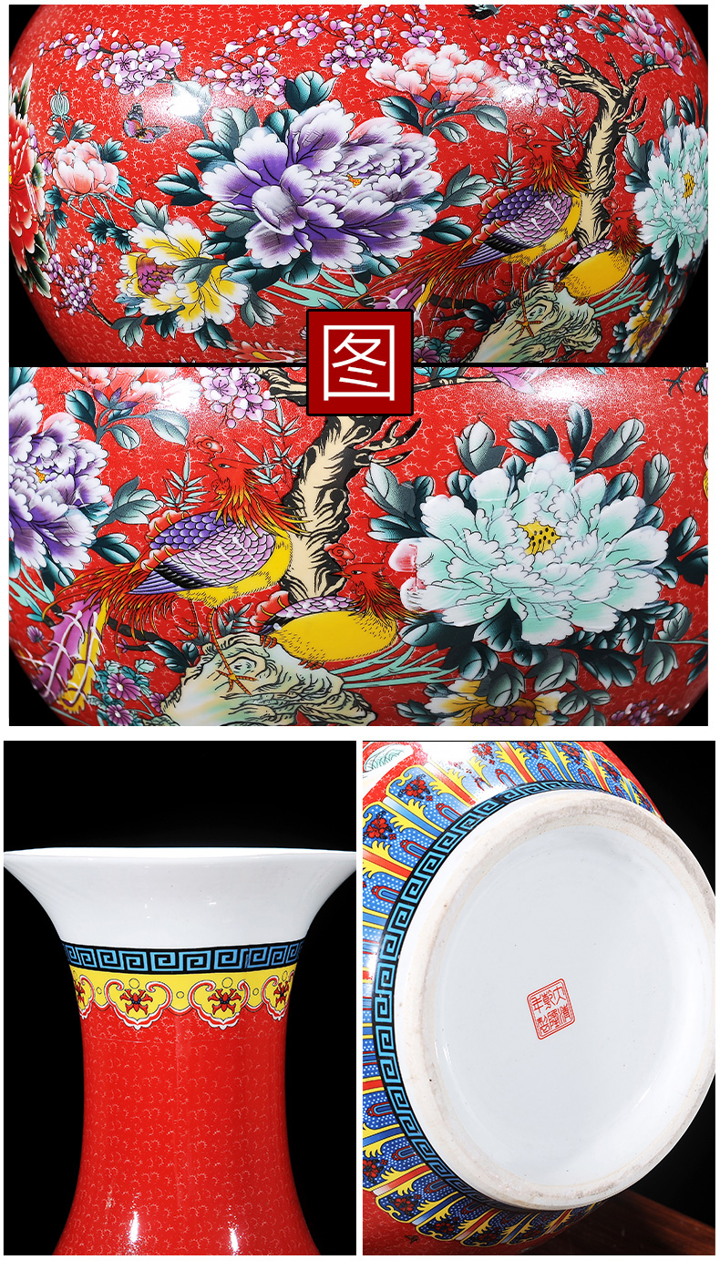 Jingdezhen ceramics European - style colored enamel of large vase flower arranging TV ark adornment furnishing articles large living room