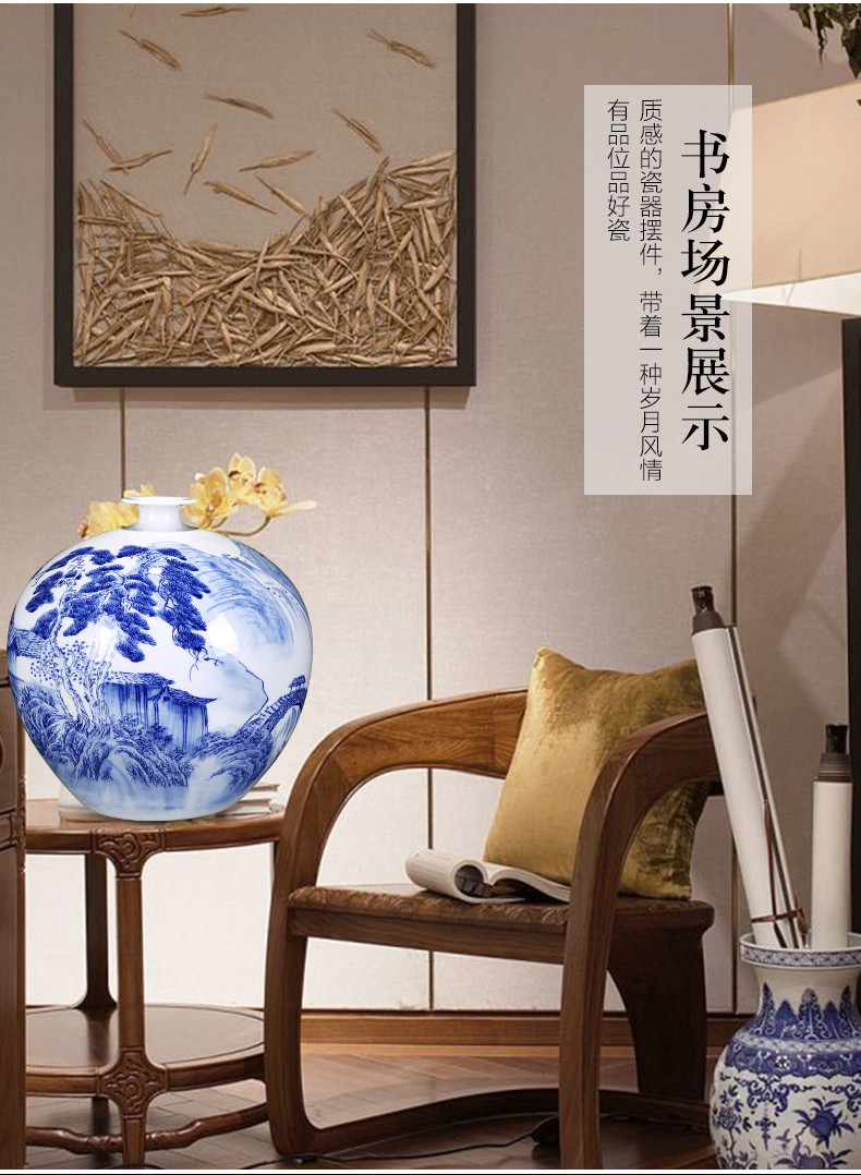 Jingdezhen ceramics hand - made flowers of blue and white porcelain bottle furnishing articles Chinese flower arranging sitting room adornment is placed TV ark