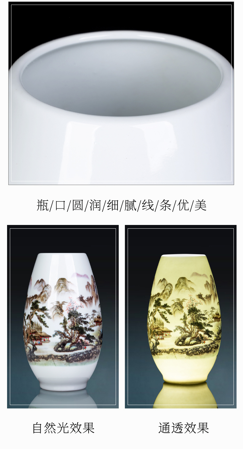 Jingdezhen ceramics small landscape f cylinder vases, flower arranging furnishing articles rich ancient frame the sitting room of Chinese style household ornaments