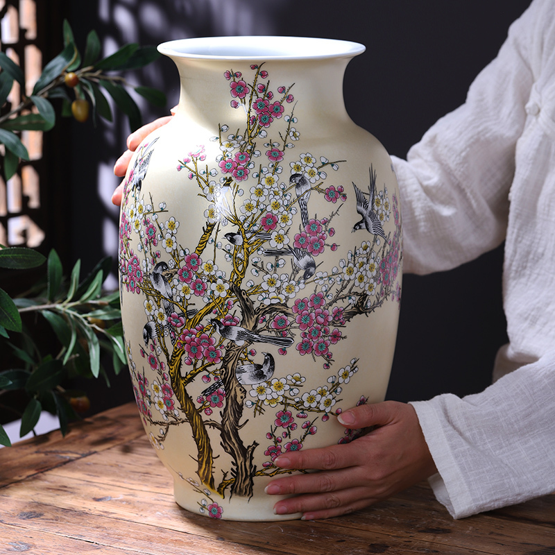 Jingdezhen Ceramic Floor Vase Large Chinese-Style Living Room Flower Arrangement Decoration Tv Cabinet Ornaments Crafts Jingdezhen Ceramic Floor Vase Large Chinese-Style Living Room Flower Arrangement Decoration Tv Cabinet Ornaments Crafts