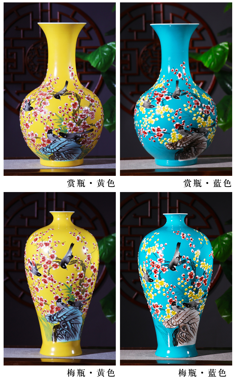 Jingdezhen ceramics hand - made vases, flower arranging furnishing articles of modern Chinese style household living room TV cabinet wine accessories