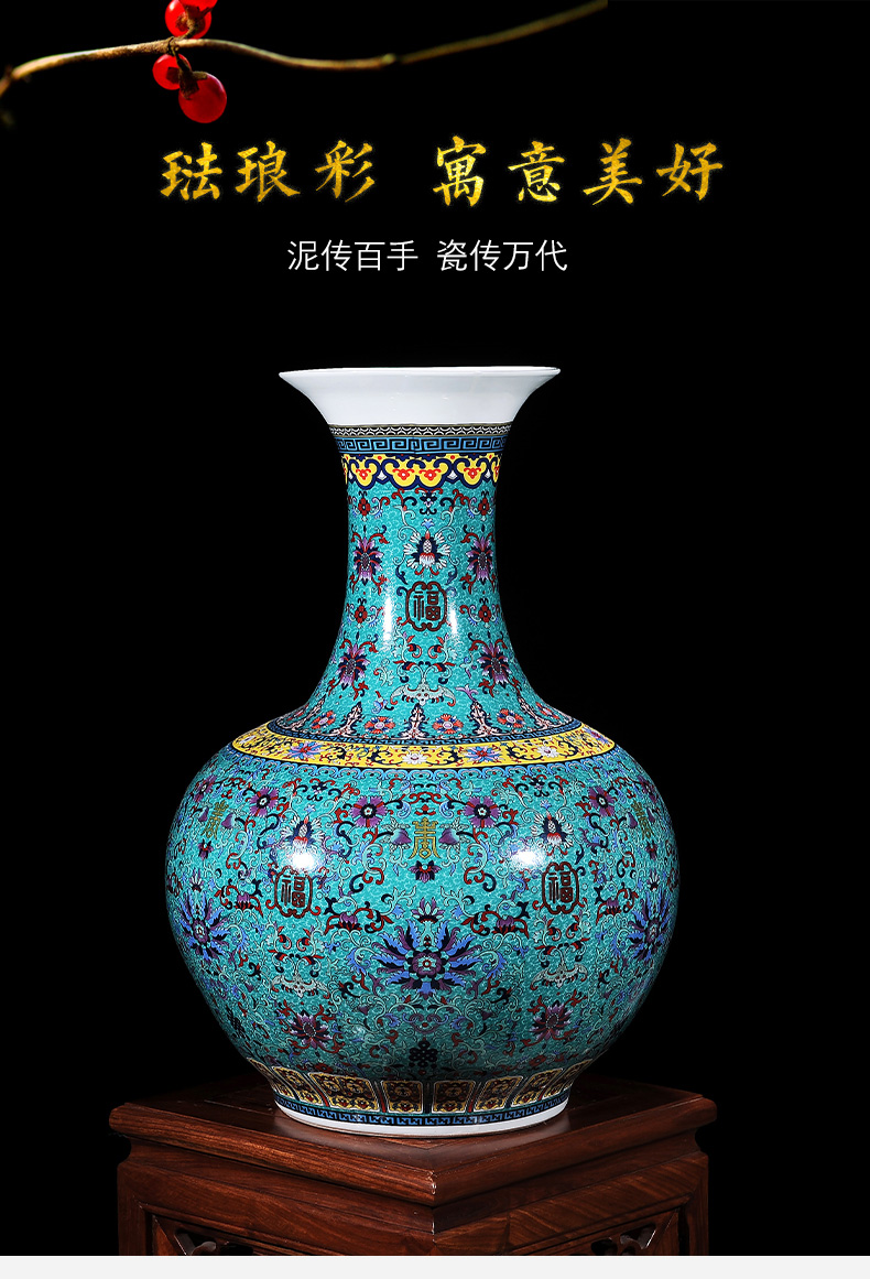 Jingdezhen ceramics European - style colored enamel of large vase flower arranging TV ark adornment furnishing articles large living room