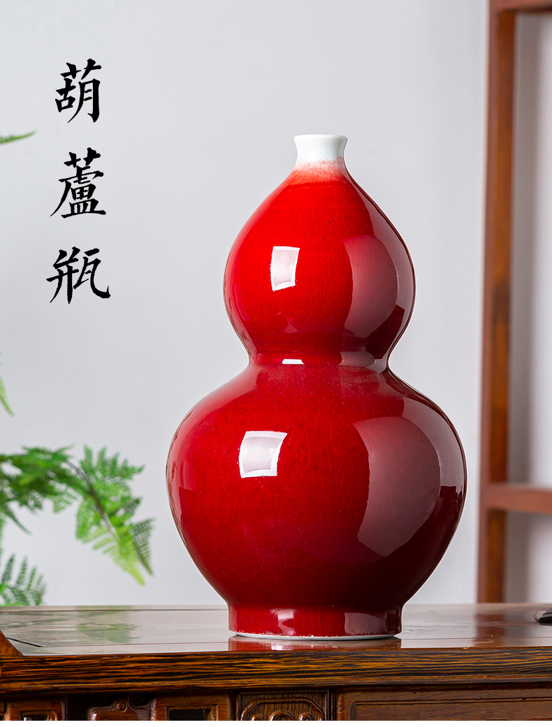 Jingdezhen ceramics ruby red vase flower arranging new wine sitting room adornment of Chinese style household furnishing articles furnishing articles porcelain