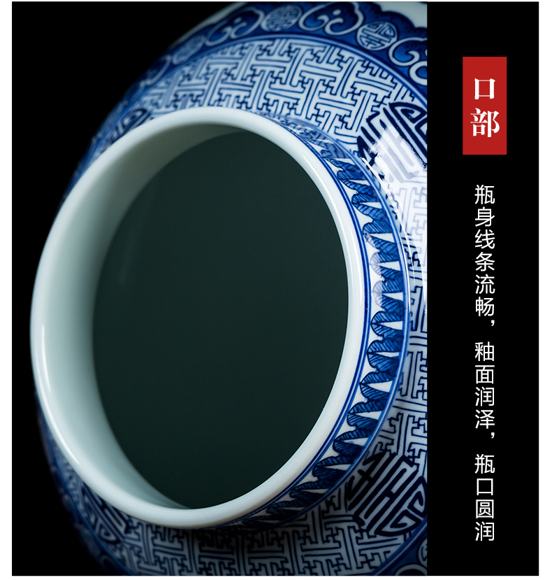 Jingdezhen ceramics hand - made the general pot of blue and white porcelain vase storage tank with cover furnishing articles sitting room of Chinese style arts and crafts