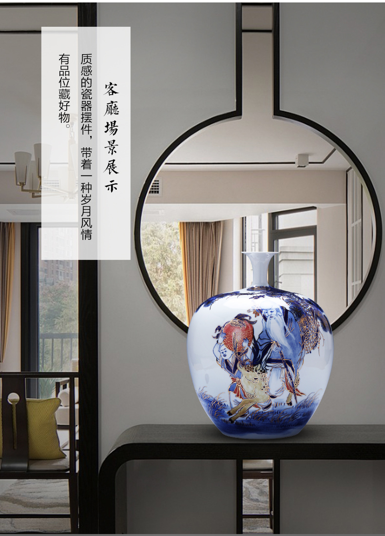 Jingdezhen ceramics hand - made paint pomegranates of blue and white porcelain bottle large vases, sitting room of Chinese style household decorations furnishing articles