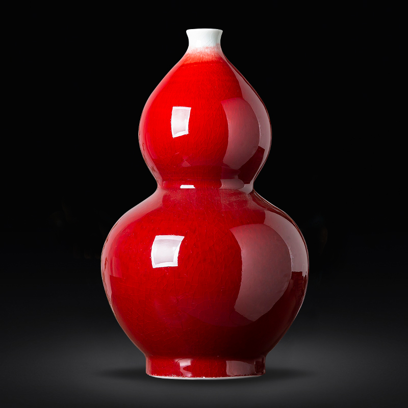 Jingdezhen ceramics ruby red vase flower arranging new wine sitting room adornment of Chinese style household furnishing articles furnishing articles porcelain