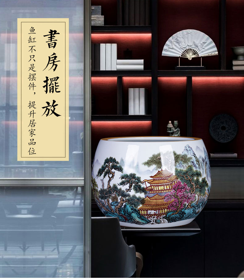 Jingdezhen ceramics powder enamel cornucopia hydroponic plant new home desktop sitting room adornment is placed in the basin