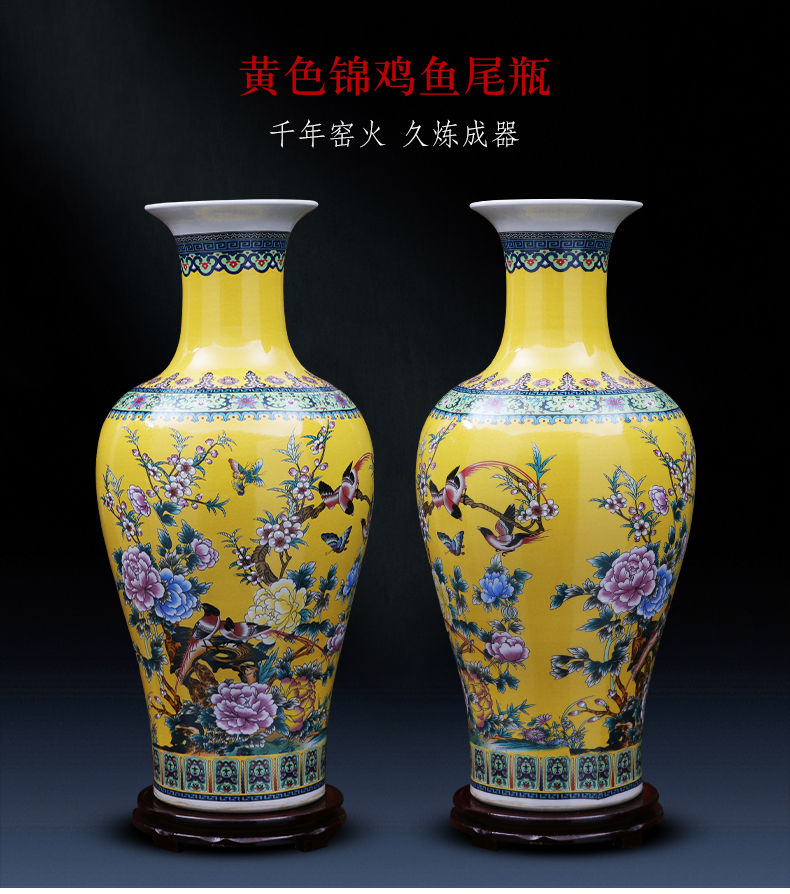 Jingdezhen ceramics of large vase large European colored enamel porcelain flower arrangement sitting room adornment is placed