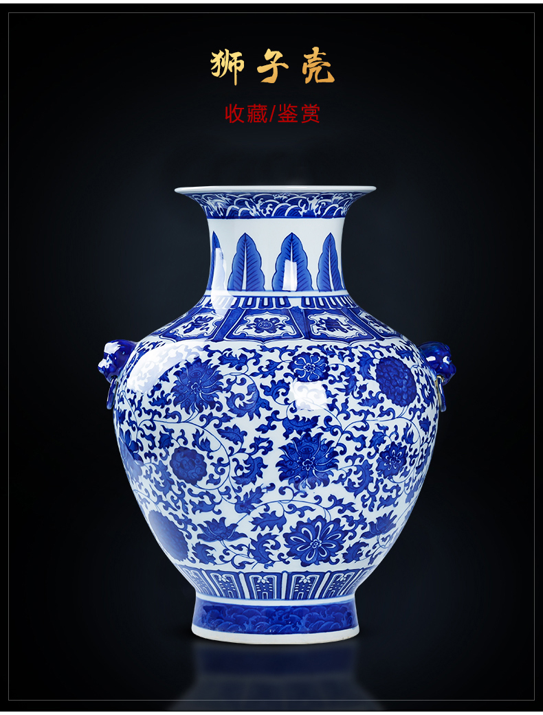 Jingdezhen ceramics archaize large blue and white porcelain vases, new Chinese style household living room TV ark adornment furnishing articles