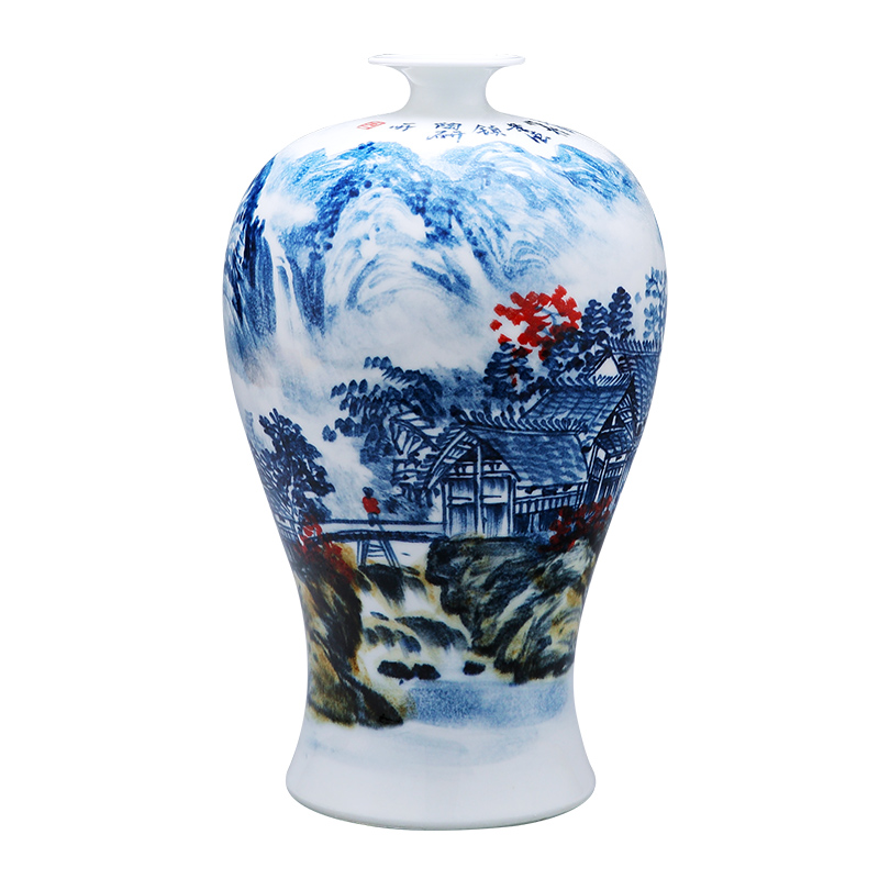 Jingdezhen ceramics hand - made scenery of blue and white porcelain vase mei bottles of wine ark of I sitting room porch place ornament