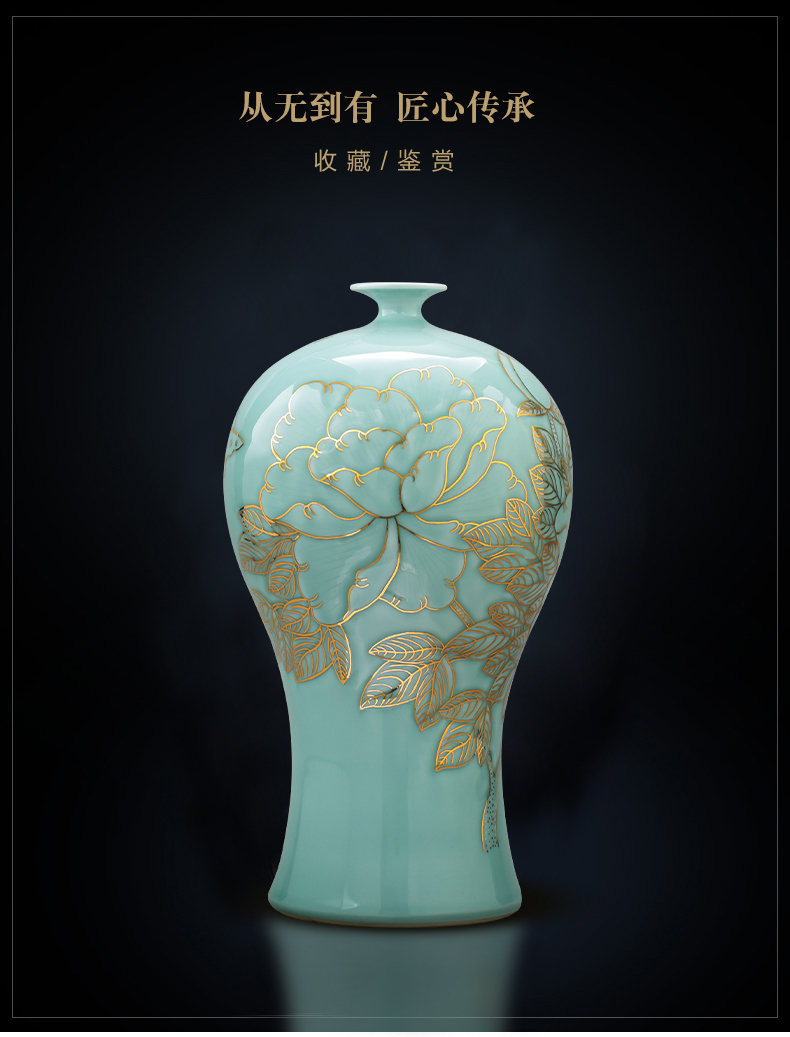 The Master of jingdezhen ceramic porcelain hand - made peony flowers prosperous vase mei bottles of home sitting room adornment is placed