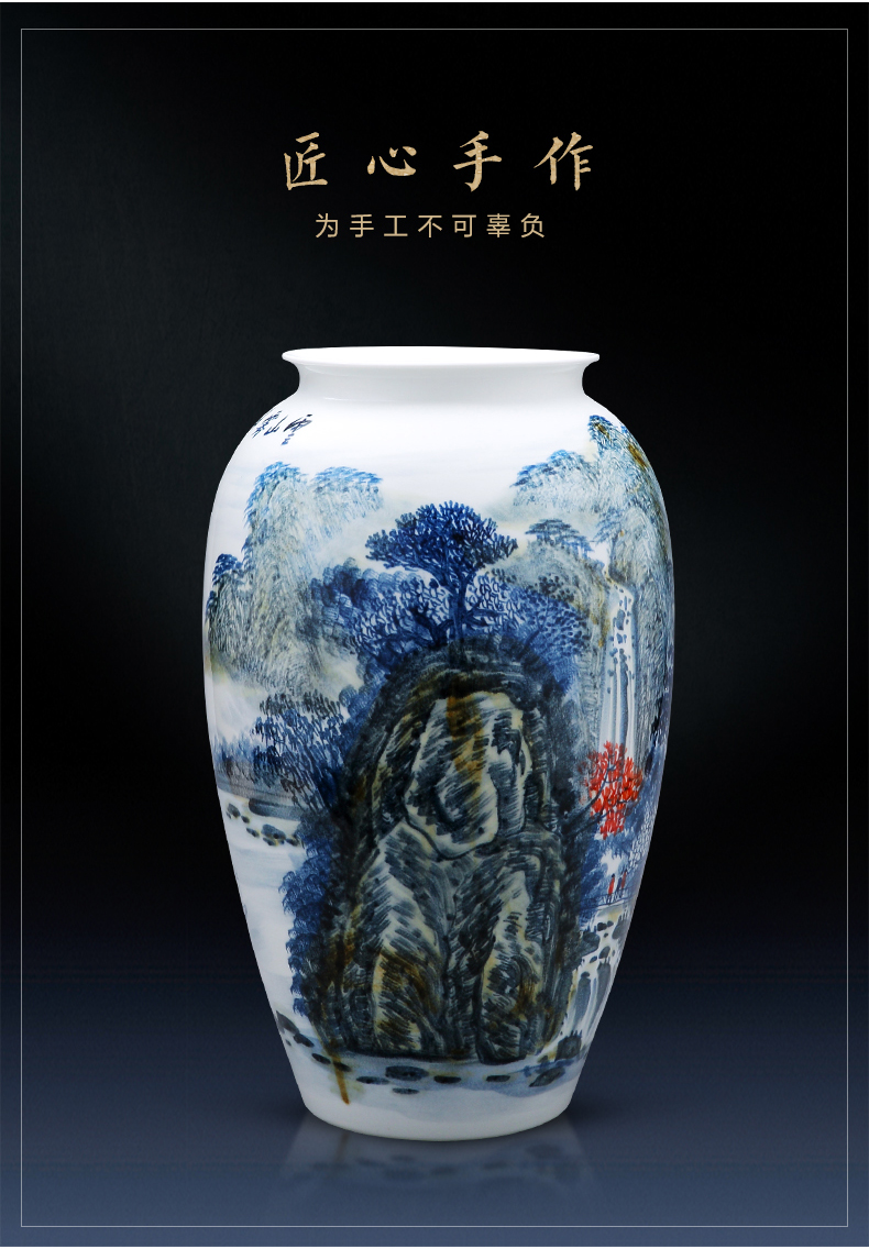 Jingdezhen ceramics hand - made scenery vase large creative Chinese style living room TV ark, home furnishing articles