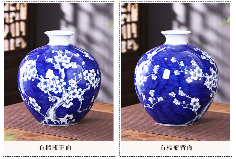 Jingdezhen ceramics blue blue and white porcelain vase furnishing articles sitting room of Chinese style household flower arranging TV ark, decoration decoration