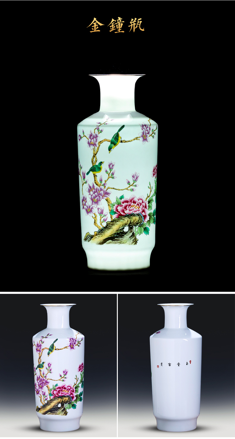 Jingdezhen ceramics powder enamel thin foetus Chinese vase flower arranging place to live in the living room TV cabinet decorative porcelain