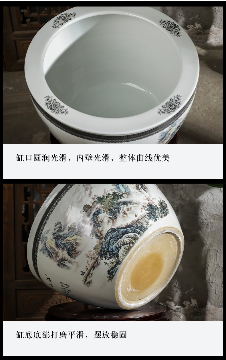 Jingdezhen porcelain ceramic big aquarium goldfish turtle cylinder water lily grass cooper hydroponic flower pot sitting room garden furnishing articles