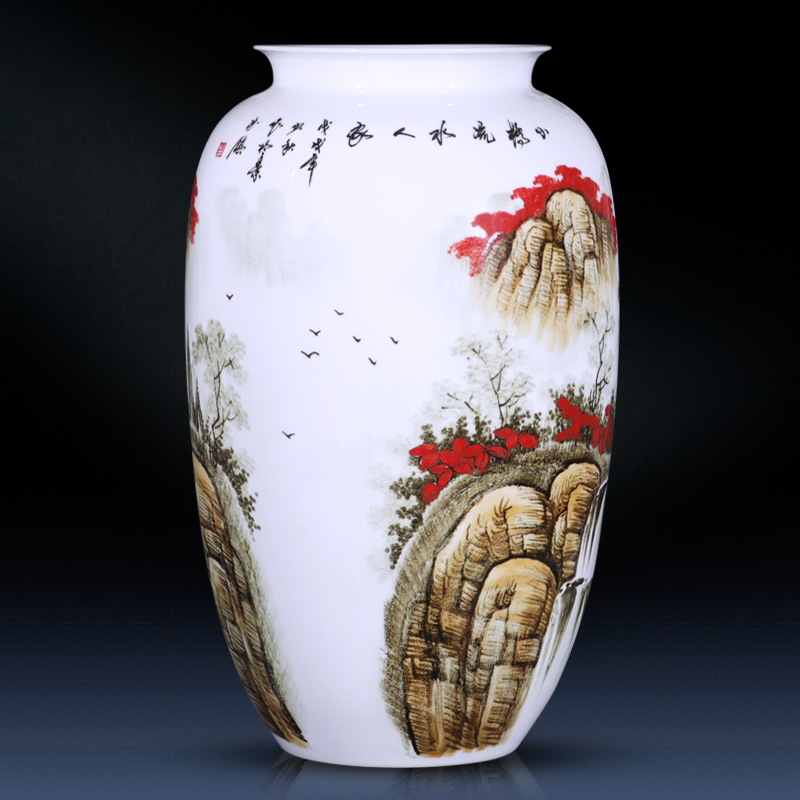 Jingdezhen ceramics vase landing place, a large sitting room flower arranging hand - made under glaze color crafts household act the role ofing is tasted