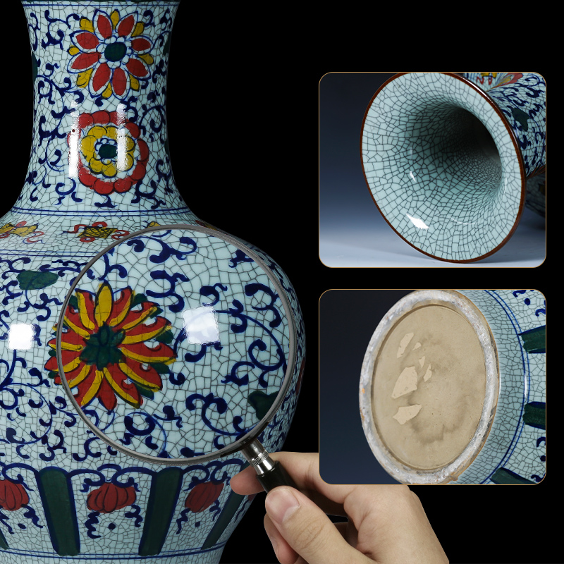 Jingdezhen porcelain ceramic large antique hand - made of blue and white porcelain vase furnishing articles of new Chinese style living room floor decoration