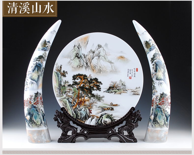 Three - piece vase of jingdezhen ceramics handicraft furnishing articles of Chinese style household living room TV cabinet porch decoration