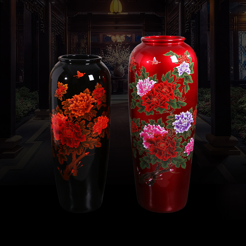 Jingdezhen ceramics crystal glaze vase landing large bottles of Chinese style living room hotel villa decoration decoration