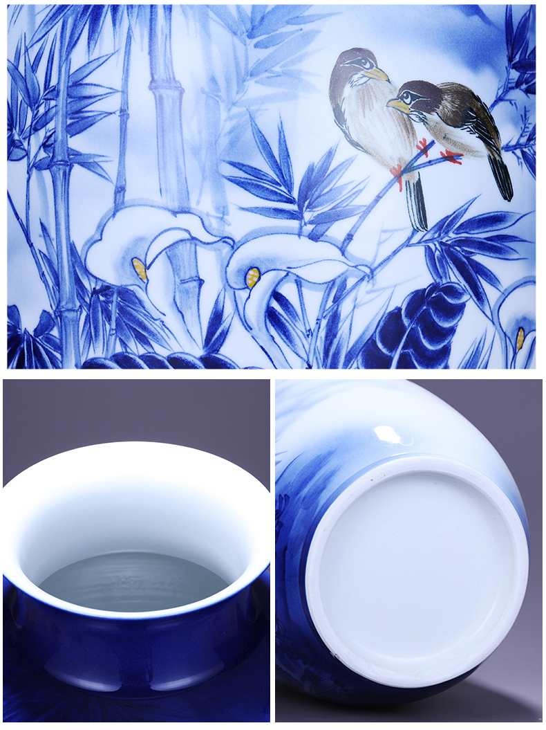 Jingdezhen ceramics hand - made of blue and white porcelain vase landed large expressions using bottles home sitting room adornment is placed