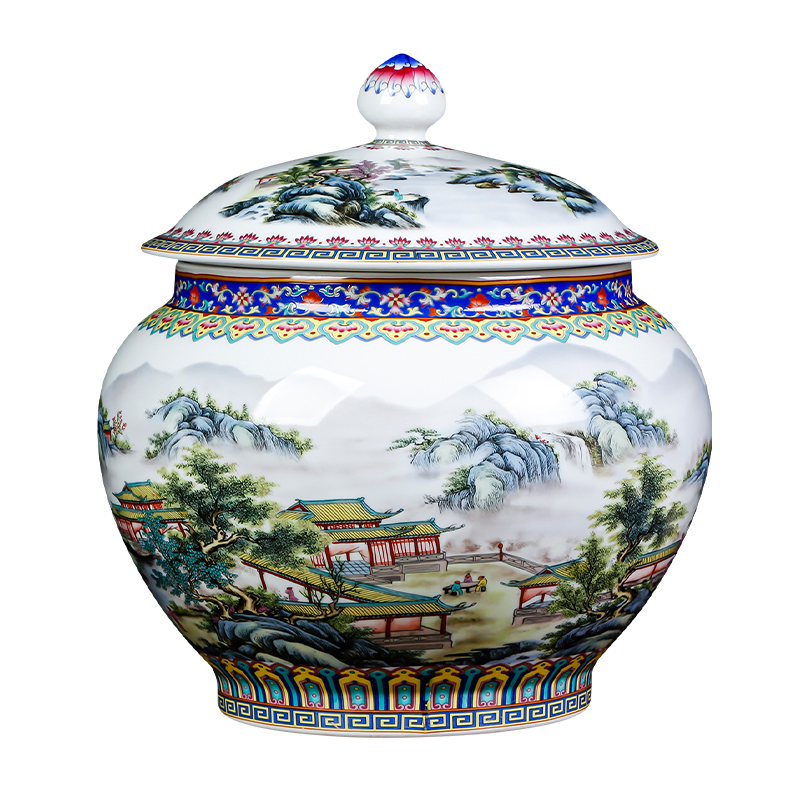 Jingdezhen ceramics small caddy fixings loose tea tea cake storage tanks large household coarse cereals snacks storage place