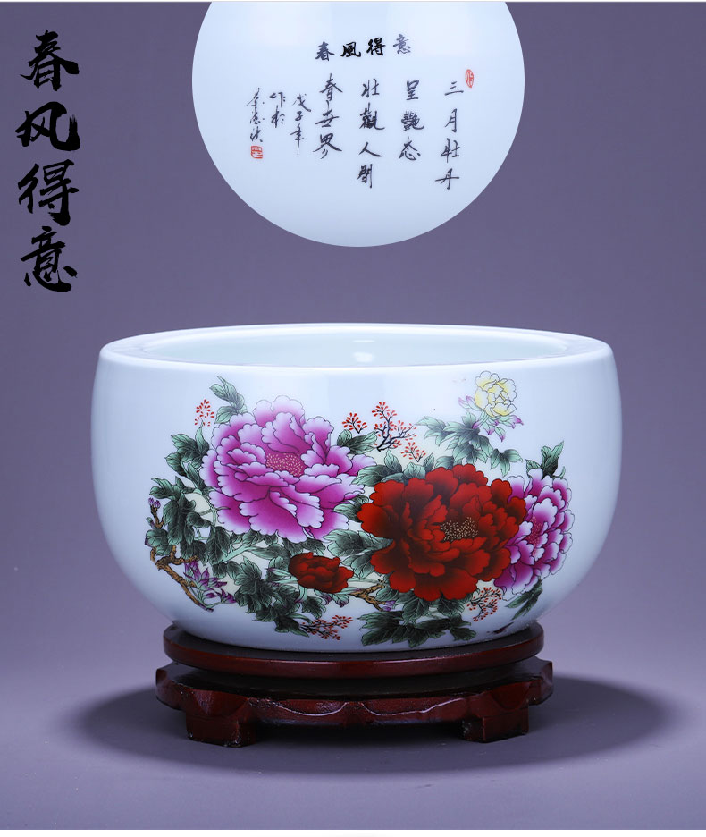 Jingdezhen ceramics aquarium tortoise cylinder feng shui plutus cornucopia of Chinese style home sitting room adornment is placed