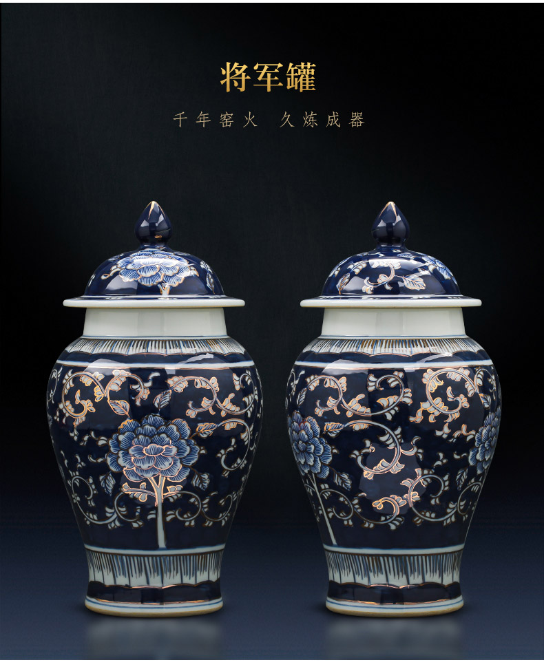 Jingdezhen ceramics hand - made the see colour blue and white porcelain vases, large living room light flower arranging Chinese key-2 luxury furnishing articles ornament