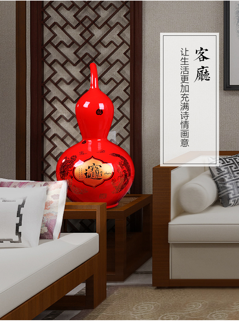 Jingdezhen ceramics China red vase large modern household, sitting room adornment flower arranging TV ark, act the role ofing is tasted furnishing articles