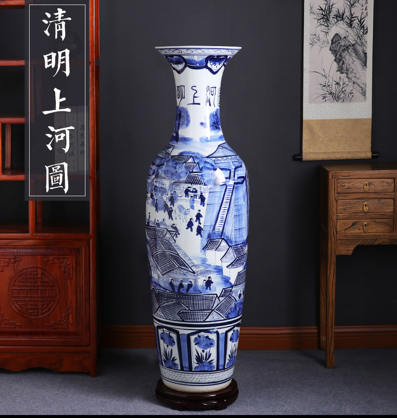 Jingdezhen ceramic vase large landing hand - made porcelain porcelain of modern Chinese style home sitting room adornment is placed