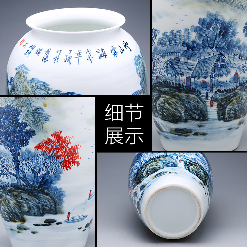 Jingdezhen ceramics hand - made scenery vase large creative Chinese style living room TV ark, home furnishing articles