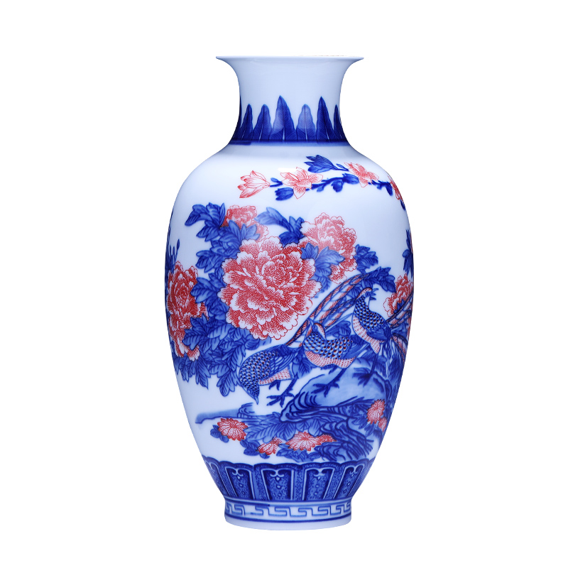 Jingdezhen ceramics archaize the qing hand - made painting of flowers and blue and white porcelain vases, flower arranging furnishing articles of Chinese style household decorations