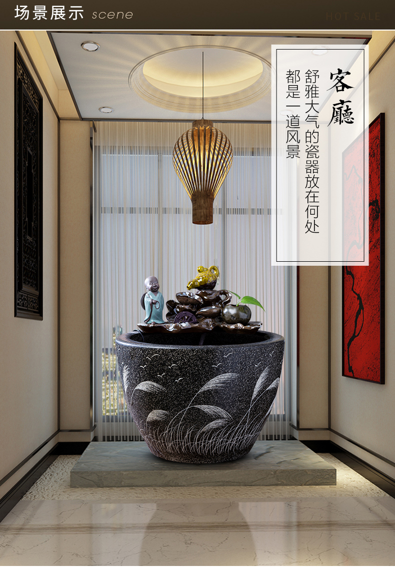 Jingdezhen ceramics aquarium zen water fountain large landing place, a new Chinese style household club house decoration