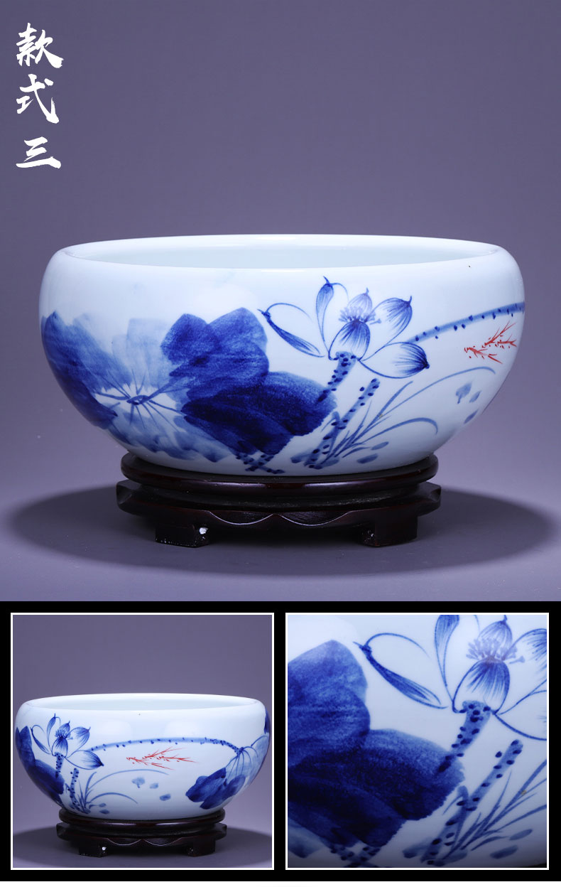 Jingdezhen ceramics aquarium feng shui turtle cylinder goldfish bowl water shallow basin daffodils lotus pond lily furnishing articles