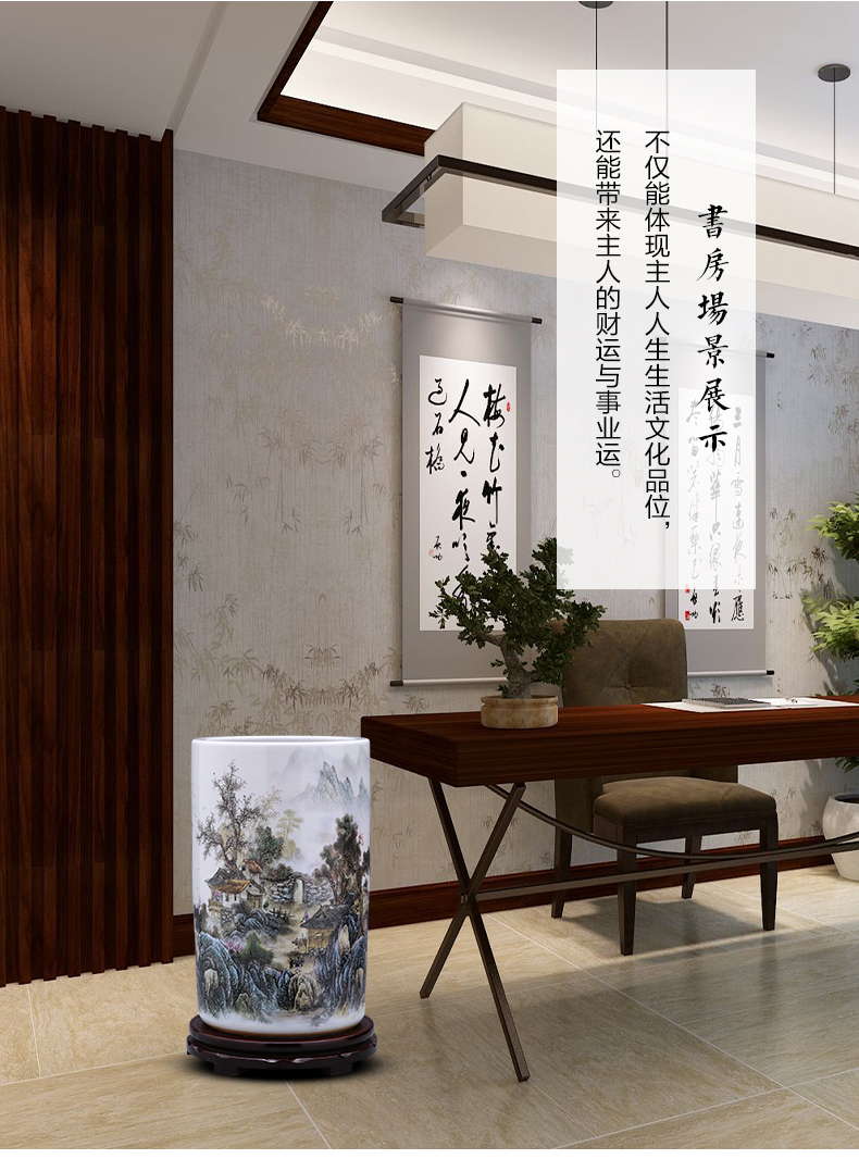 Jingdezhen ceramics vase furnishing articles calligraphy and painting scroll calligraphy and painting straight high ground large living room home decoration